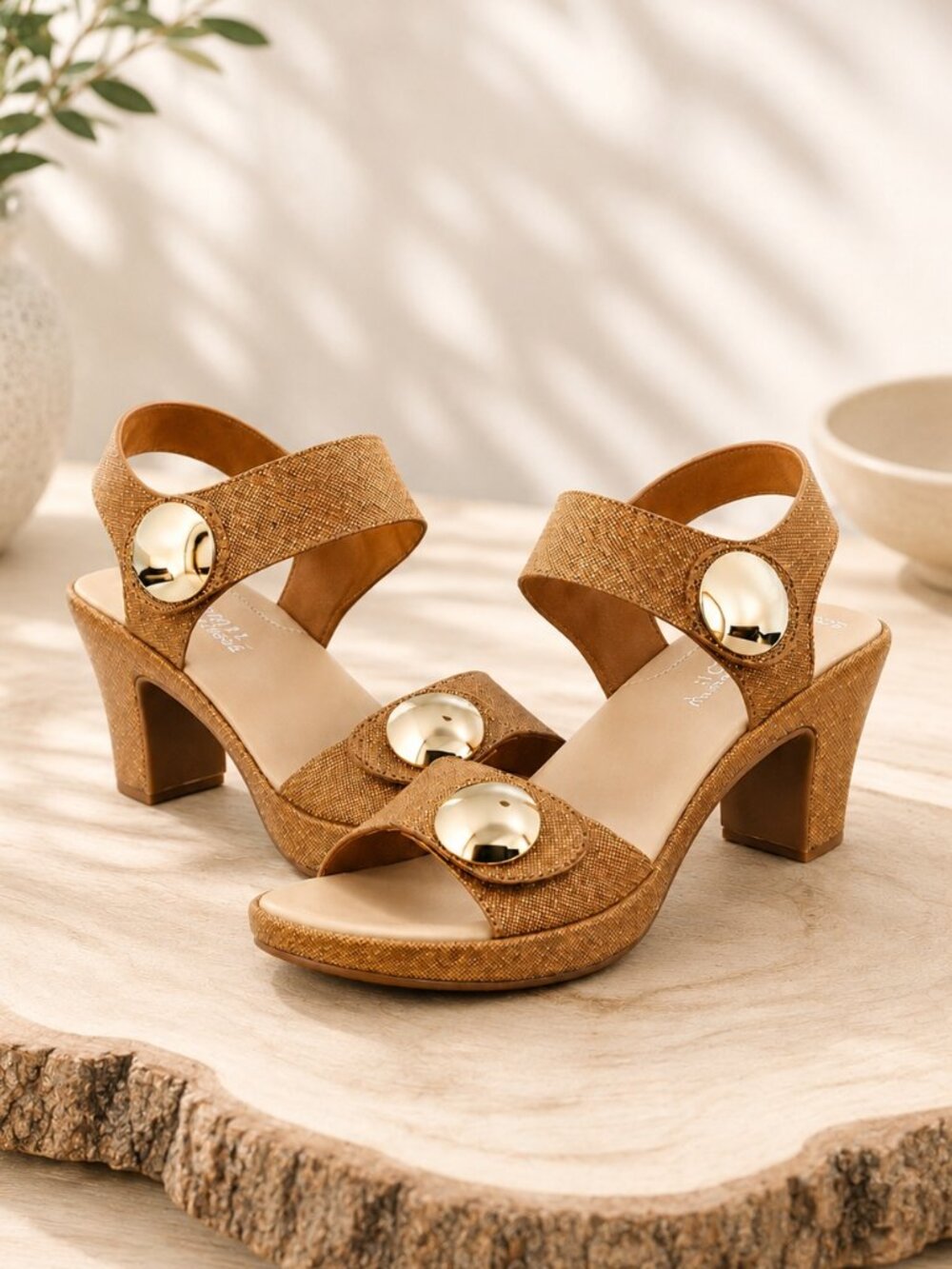 Patrizia New with Box 8.5M Dade Sandals Block Heels in RIch Copper Adult NWT